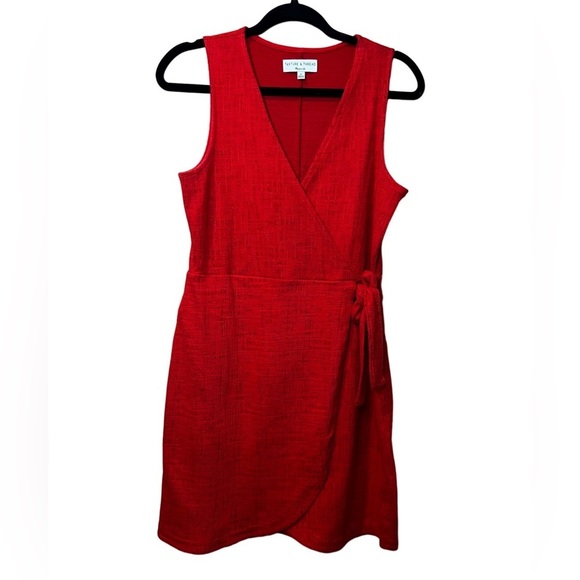 Madewell Texture & Thread Crosshatch Side Tie Dress in Enamel Red Size Med - Picture 2 of 4